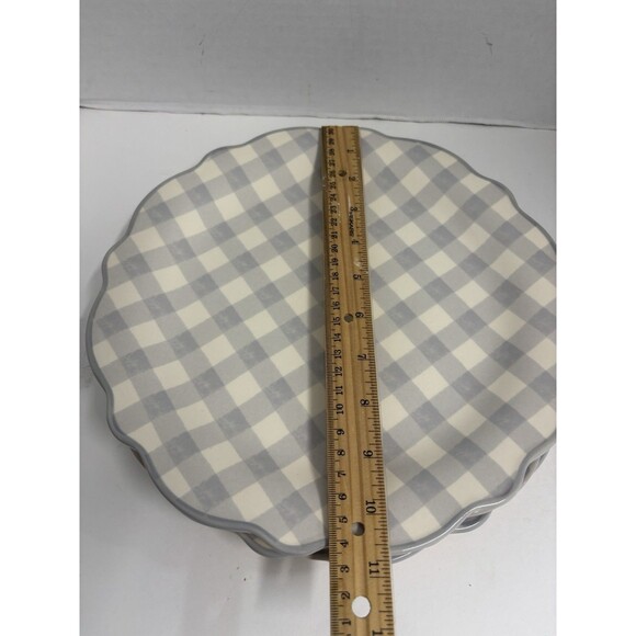 Pioneer Woman GINGHAM GREY Set of  4 Dinner Plates 10 3/4" NEW - Picture 10 of 10